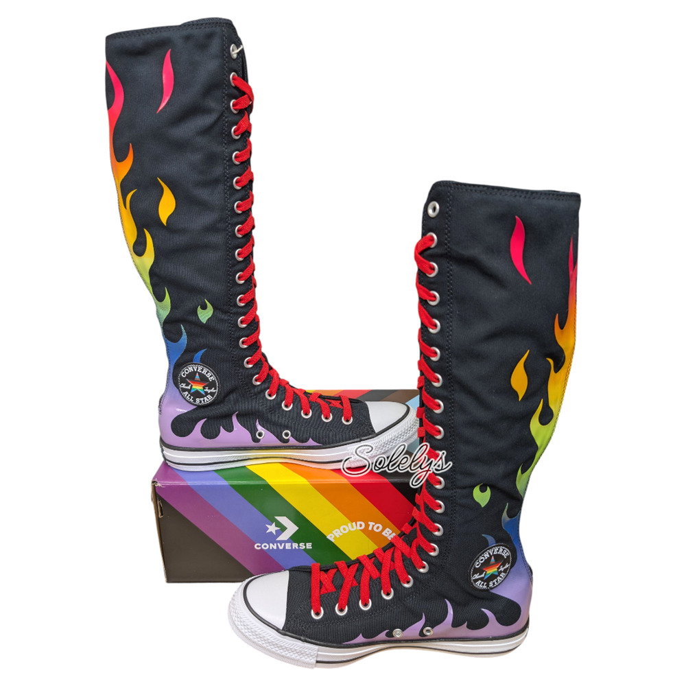 Converse PRIDE XXHI Rainbow Flame Knee High Sneaker Boot Limited Edition M11 W13